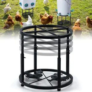 Metal Stand for Chicken Feeder Waterer, 4 Height Adjustable, Heavy Duty Iron Base, Non-Slip Design for Round & Square Buckets, Keep Coop Dry & Clean