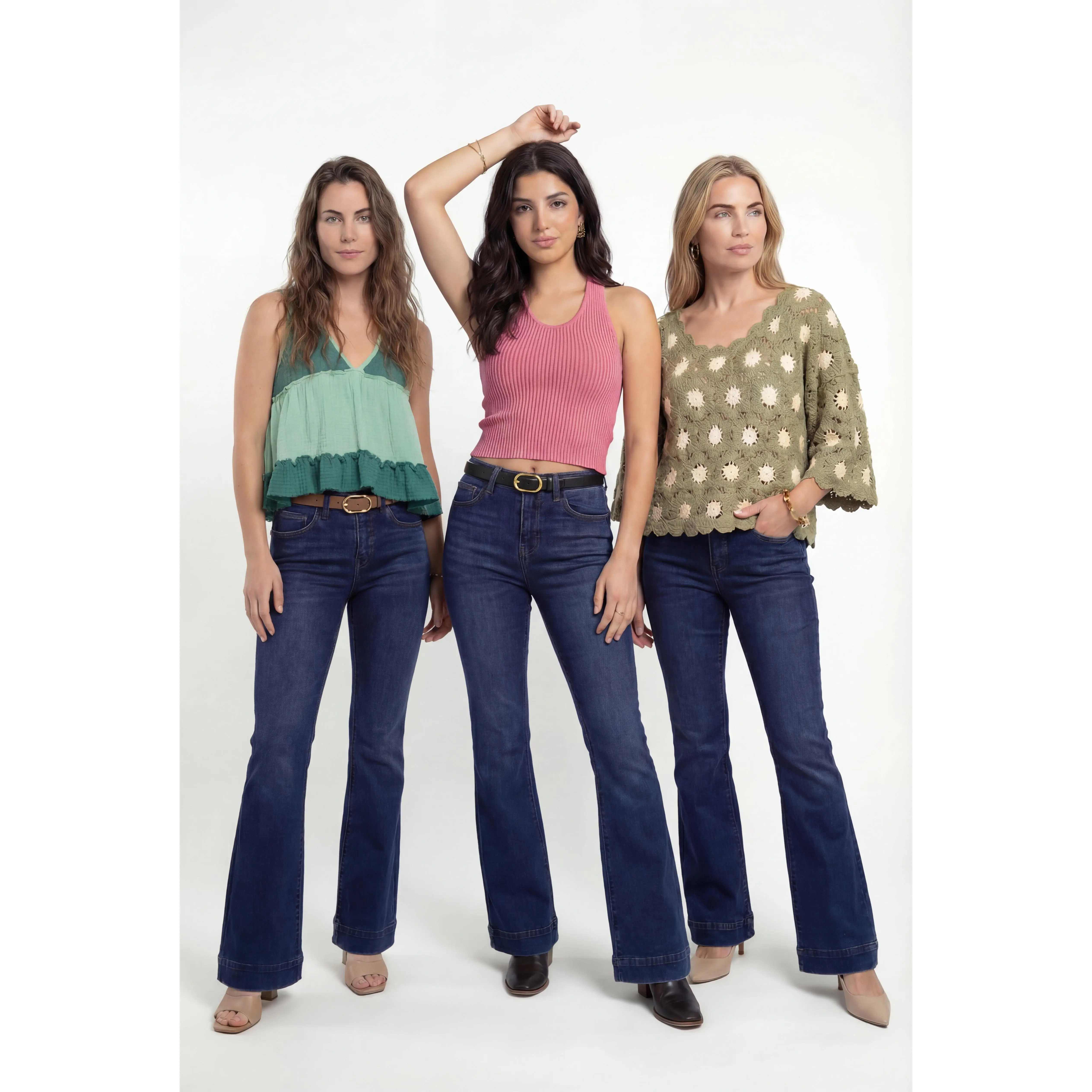 3 LENGTHS The Gwen from Lovervet: Mid-Rise Tummy Control Flare Denim  Fit Jean Womenswear Bottom
