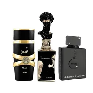 Oudlash Bundle | Lattafa Asad + His Confession + Club De Nuit Intense Man | 100ML - 3.4Oz | Mens Fragrance | Black Pepper- Patchouli, and Pineapple