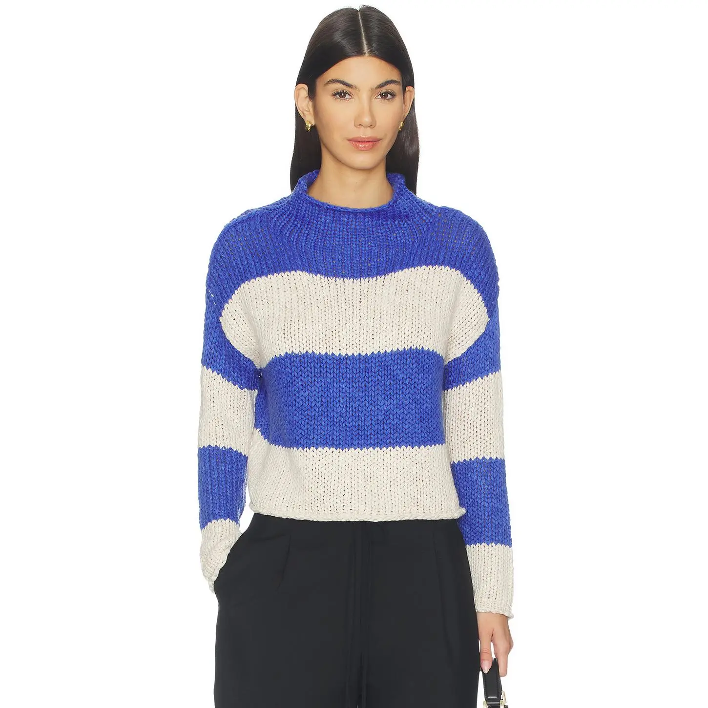 Free People Opal Rugby Stripe Sweater in Cobalt Combo