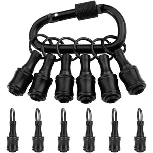 6 count Black Bit Holder , 1/4in Hex Shank Portable  Bit Clip for Impact Driver Flexible Drill Bit Extension Nut Driver W/Carabiner, Quick Release Drill Screw Adapter