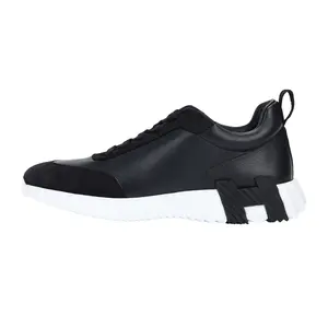 Hermes Bouncing Calfskin Lace-Up Platform Low-Top Casual Sneakers for Men in Black Trending Shoes, House White Official Shoes to Get / Maison Mihara Verifiable, with credentials and supporting global authentication