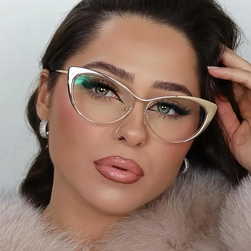 Women's Retro Punk Golden Cat-Eye Blue Light Blocking Sunglasses, Luxurious Design, Computer/Gaming Screen Protection, Stylish Fashion Eyewear Frames, Accessories for Women, Sunglasses For Women
