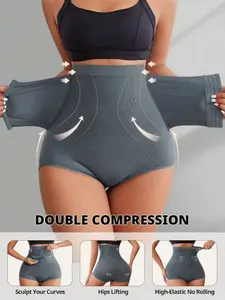 1 Count Women's High Waist Double Compression Shapewear Shorts, Tummy Control Butt Lifting Shaper,Comfort Breathable Adjustable Body Shapewear,Women's Shapewear Bottoms for Daily Wear, Briefs for Women, Tummy Tuck Garment, Highwaist Girdle Everyday
