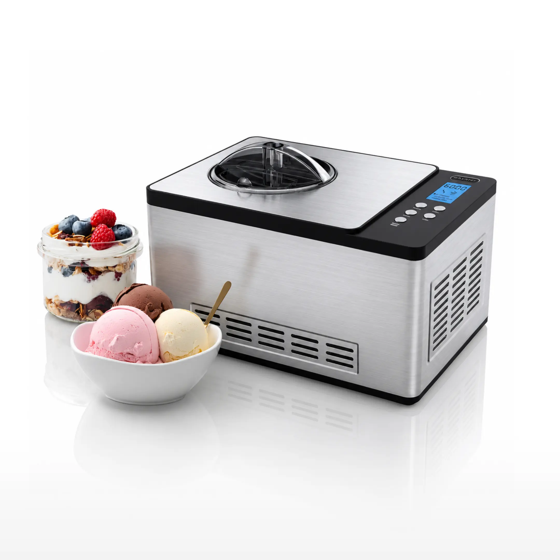Whynter 2.1 Quart Automatic Ice Cream & Yogurt Maker with Built-In Compressor | ICM-220SSY