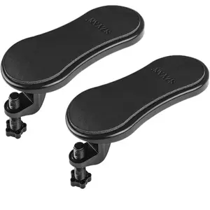 Computer Arm Rest for Desk, Adjustable Ergonomic Wrist Rest Support for Keyboard Armrest Extender Rotating Mouse Pad Holder for Table, Office, Chair, Desk, Black, 2 Pack