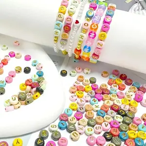 50 beads, acrylic letter beads in assorted colors for creative DIY jewelry such as necklaces, bracelets, and keychains
