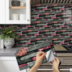 Self-Adhesive Brick-Patterned Tile Decals, Waterproof & Moisture-Resistant, Easy to Clean, Peel and Stick, Ideal for Kitchens & Bathrooms