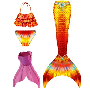 Girls Mermaid Bikini Swimsuit 3 Piece Set Princess Bathing Suit  Summer Beach Wear(FENFEN-M5)