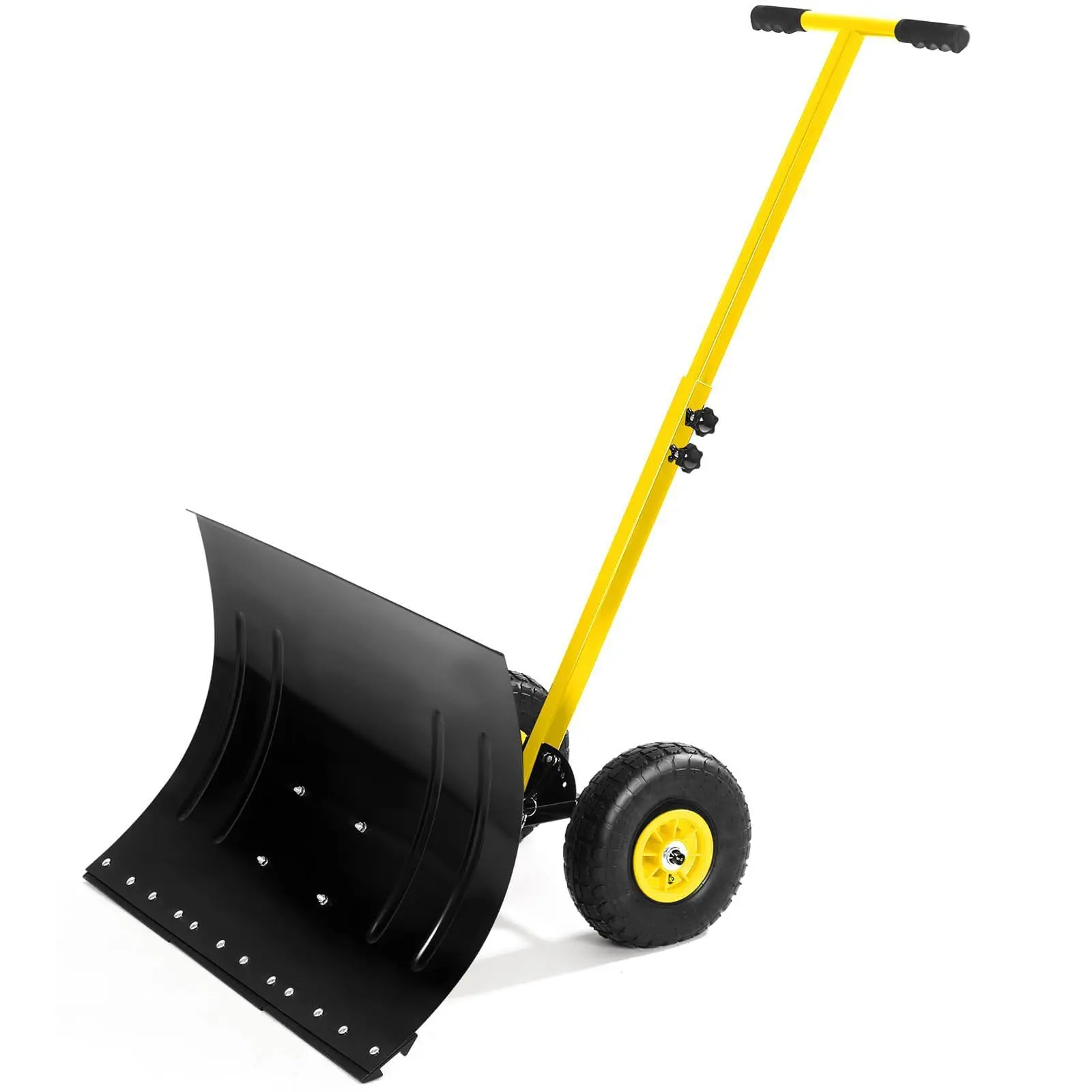 Garvee Heavy-Duty Snow Shovel with Wheels, 29" Rolling Snow Pusher for Snow Removal, 5-Position Adjustable Handle, Wheeled Snow Shovel Pusher for Driveway & Pathways