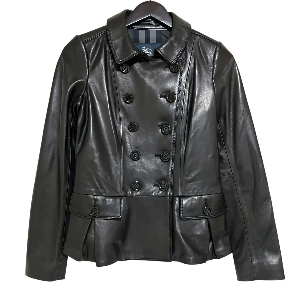 Pre-owned BURBERRY Lambskin Small Leather Goods London Lamb Leather Double Breasted Jacket