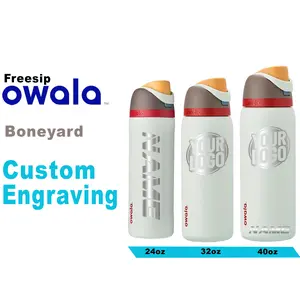 Owala Boneyard Color Insulated Water Bottles, Personalized Stainless Steel Water Bottle, Laser Engraved Custom Water Bottle with Straw.