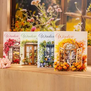 Window Scenery Pattern Decorative Paper, 10pcs/pack Scrapbooking & Stamping Paper, DIY Decorative Decal Sticker for Scrapbooking & Journal Making, Scrapbook Materials