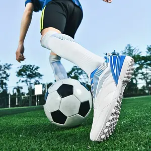 1 Pair Unisex Anti-Slip Durable TF Stud Training Soccer Cleats, Professional Football Shoes For Adults And Youth, Artificial Grass Indoor Compatible, PVC Upper, Fabric Inner, Rubber Sole, EVA Insole, Lace-Up Closure