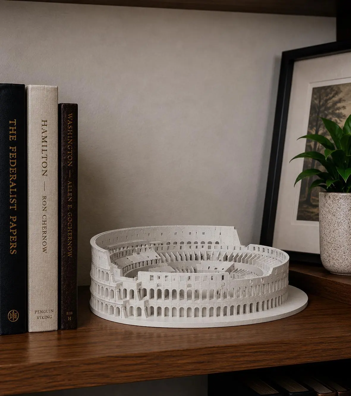 Roman Colosseum Model - Italian Landmark Statue, Home Office Shelf Decor, Architectural Collectible Display Piece