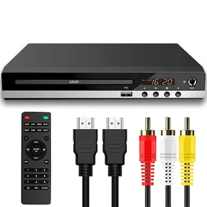 All Region Free 1080P High-Definition CD-DVD Video Player, Compact Home Player with EU Plug 220V, USB 2.0 & AV Outputs, Built-in MIC Port, Remote Control, Karaoke & Audio Functionality
