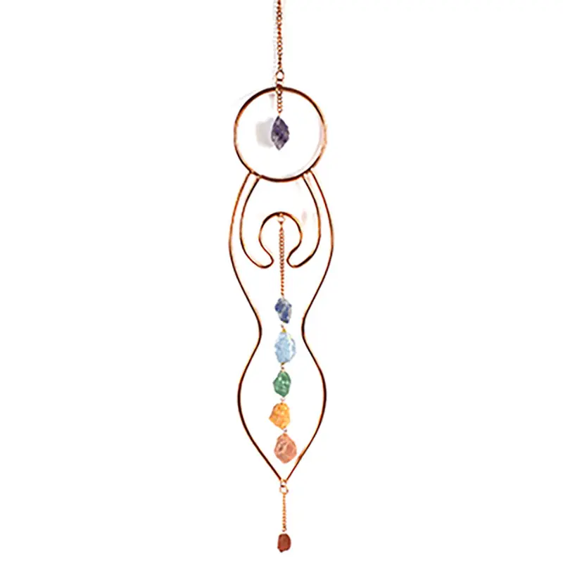 Goddess Chakra Stones Wall Hanging — 19 Inch Wire Art Spiritual