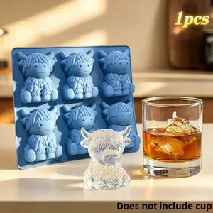 Mini Highland Cow Ice Cube Mold, Silicone Ice Cube Tray, Cute 3D Ice Cubes for Drinks, Parties, and Gifts, Beverage Enhancements