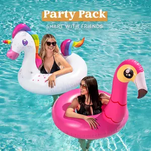 JOYIN 2-Pack Flamingo Unicorn Pool Float - Fun Floaties Inflatable Swimming Pool Tubes Toys Party Decorations, Summer Vacation Lake Beach Floaty Swim Rings Raft Lounger for Adults & Kids