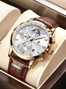 Lige business casual watch，men's watch，mineralhigh hardness glass mirror wateproof,Things every successful man deserves black blue