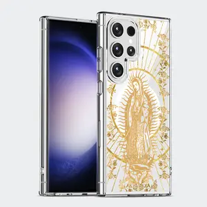 Virgin Mary Pattern Clear Wireless Charging Military-Grade Protection Shockproof Slim Magnetic Phone Case for Samsung Galaxy S25 S24 Ultra S23 S22 Plus Edge FE