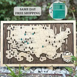 National Parks Travel Map Checklist - Gift for Outdoor Lover -Shower Gift - Graduation Present, Anniversary Gift - Better than Scratch Off