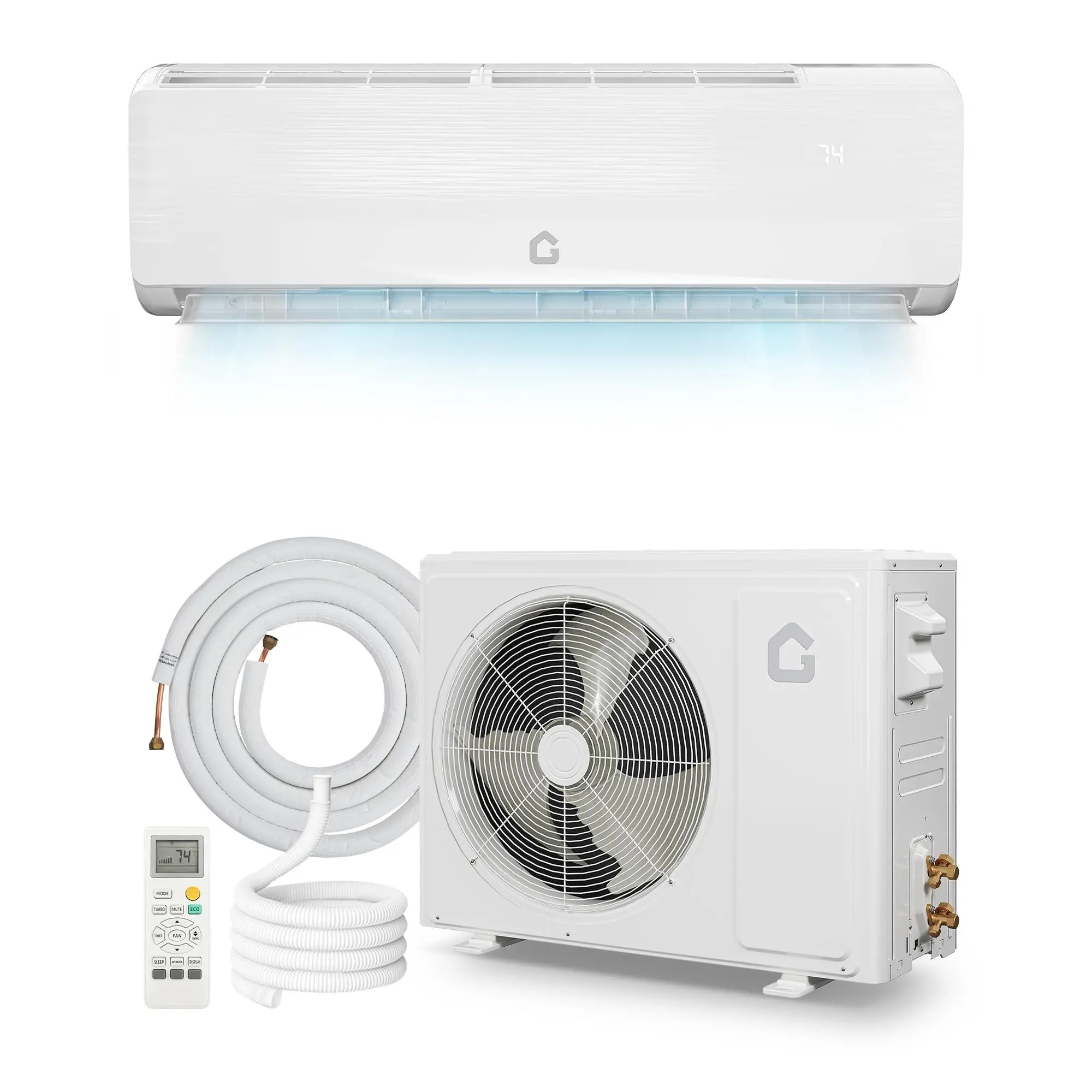 12,000 BTU 6 In 1 WiFi Mini Split Air Conditioner, Heating System, 115V, 19 SEER Split AC Unit with Installation Kits, Fan, Cools Up to 750 Sq.Ft, APP Smart Control, Timer, Quiet, Self-Cleaning