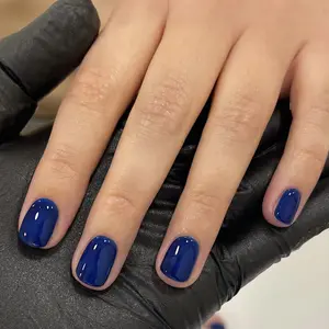 Change Your Nails, 24pcs Deep Blue Matte Finish Short Square Squoval Shape Press-On Nails with Jelly Glue and Nail File, Perfect for Festive Wear, Daily Use, School, Office, Party