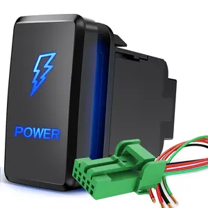 Nilight Power Push Button Switch 12V ON Off Switches with Connector Wire Kit 1.54" x 0.83" Replacement for Toyota Tacoma Tundra 4Runner FJ Cruiser Hilux Fortuner