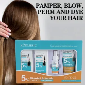 KORMESIC 5% Minoxidil Hair Care Set 4PCS, Hair Growth Serum, Shampoo, Conditioner, Hair Mask, Activate Hair Follicles, Anti-Hair Loss, Thicker Hair, Repair Damaged Hair, Improve Hairline, Nourish Scalp, Professional Hair Regrowth Treatment for Men & Women