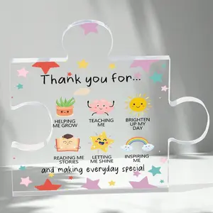 Thank You Gifts Heart-Shaped Acrylic Desk Decor with Appreciation Message for Women, Teacher, Coworkers, Friend, - Ideal Birthday, Christmas & Office Present for Teachers & Friends