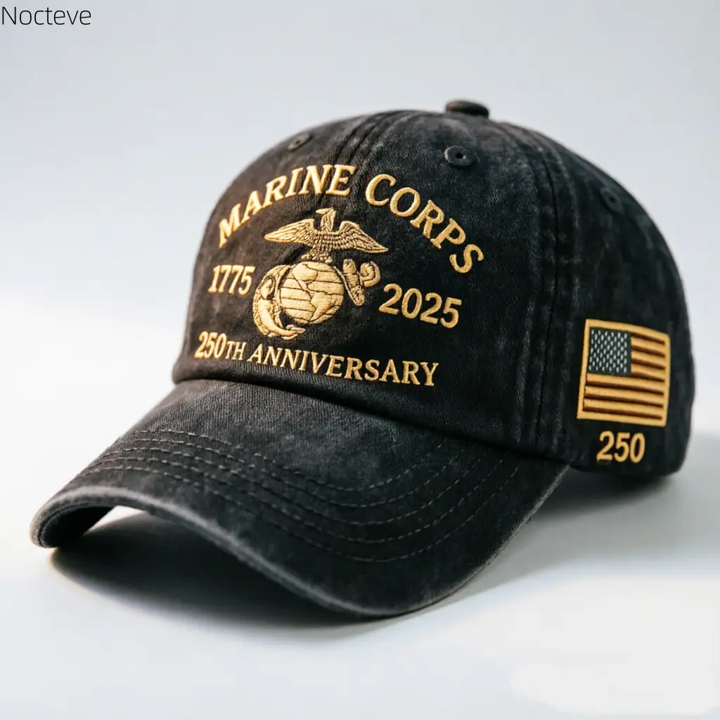 4-Pack Men’s Washed Retro Baseball Caps, Marine Corps 250th Anniversary Commemorative Veteran Tribute Hats, Multi Assorted Colors Vintage Washed Look Headwear for Veteran Events, Daily Casual Outdoor Wear