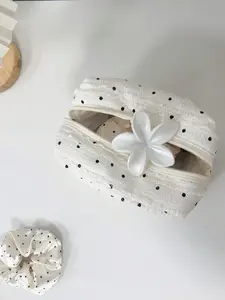 Stripped Pattern Fluffy And Soft Women Makeup Bag Travel Zipper Cosmetic Bag Storage Pouch Cute Gingham Toiletry Bag Back To School Supplies Make Up Bag