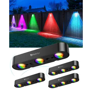 FabStyl RGB Solar Wall Fence Lights, Synchronously Change Color, Solar Step Lights, Bright Wall Lights, Outdoor Waterproof, Solar Powered Patio Decor for Wall, Rail, Porch, Backyard, Garden. Perfect for holiday decorations FallFreshness