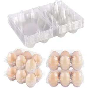 Clear Plastic Egg Carton for 6 Eggs, 12 Pack Reusable Medium Size Egg Tray Perfect for Farmer Market Display Camping Picnic Travel Storage Holds 6 Medium Eggs Securely