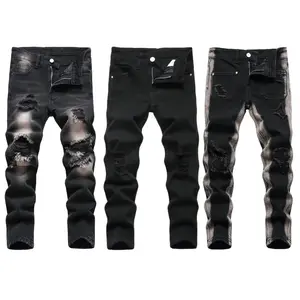Boy's 3 Pack Skinny Fit Jeans Kids Classic Ripped Destroyed Distressed Black Denim Pants