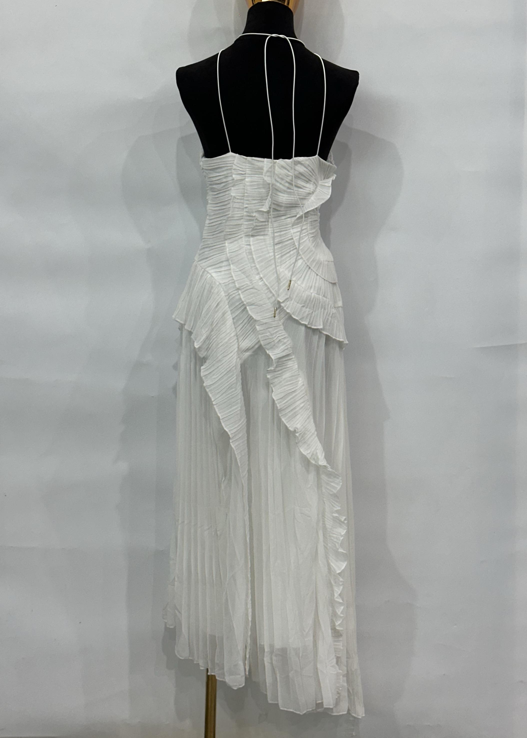 European and American women's clothing 2025 summer new fashion strapless sexy backless slit tassel temperament dress