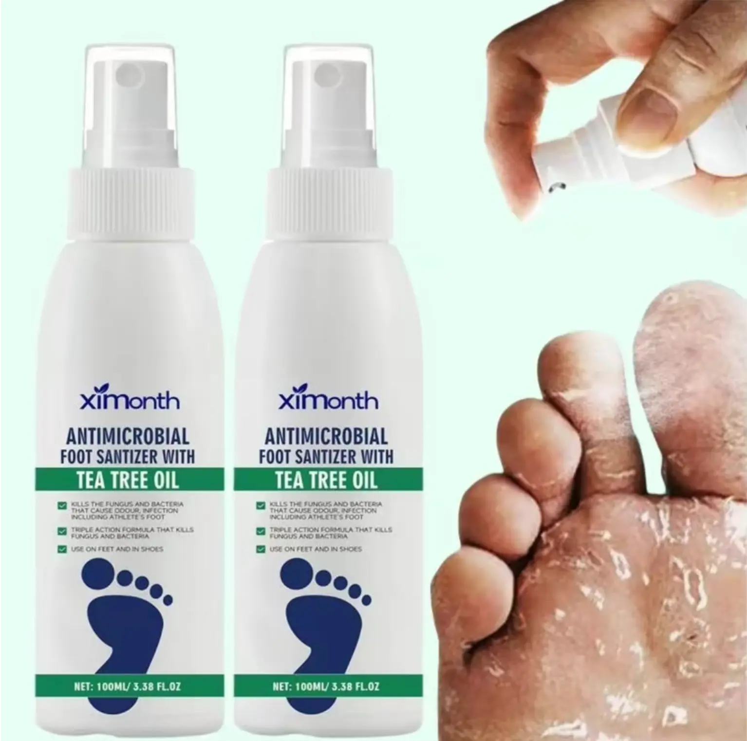 【Buy 1 Get 1】Antifungal Foot Spray with Tea Tree Oil 3.38 floz(100ml)Clinically Testedfor Athlete's Foot (Tinea Pedis)Stops ltching,.Fights Odor & Fungus  Long-Lasting Protection nail sanitizer spray, Antibacterial, Relief Foot Treatments & Remedies