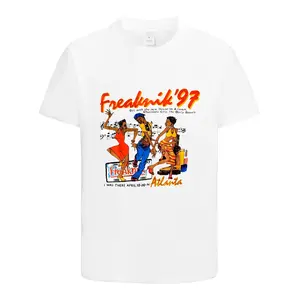 Men's 1997 Freaknik Atlanta Graphic Knit Short Sleeve T-Shirt - 100% Cotton Menswear, Retro Chocolate City Design, Round Neck, Vibrant "FREAKNIK 97" Print, Casual Tshirt, All Seasons Wear