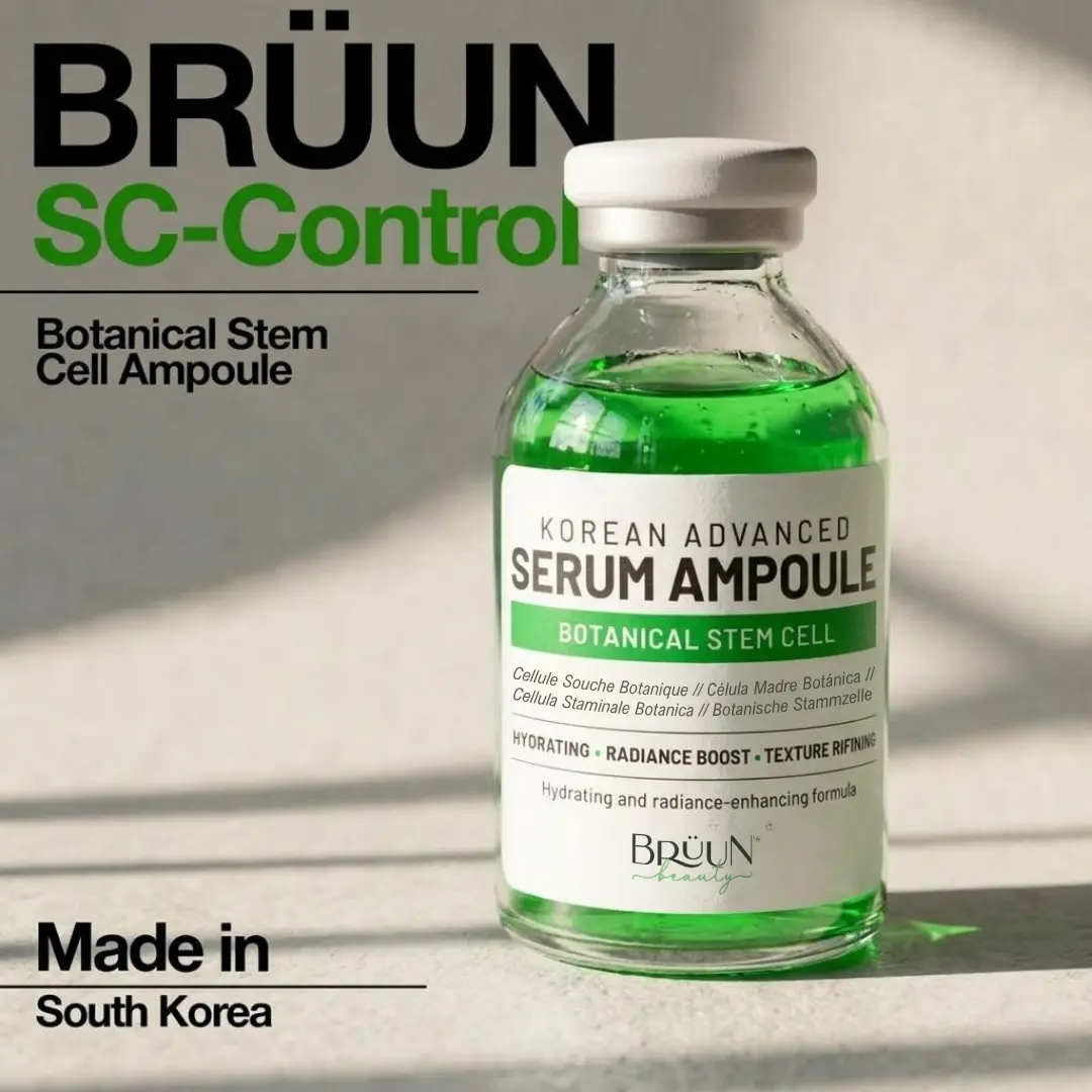 BRÜUN SC - Control Botanical Stem Cell Ampoule - Korean Microneedling Serum Booster for Face and Body Skin Care Serum 1.18 fl.oz Nourishing
