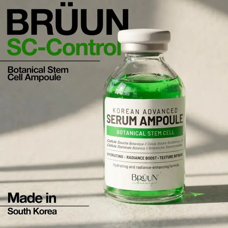 BRÜUN SC - Control Botanical Stem Cell Ampoule - Korean Microneedling Serum Booster for Face and Body Skin Care Serum 1.18 fl.oz Nourishing