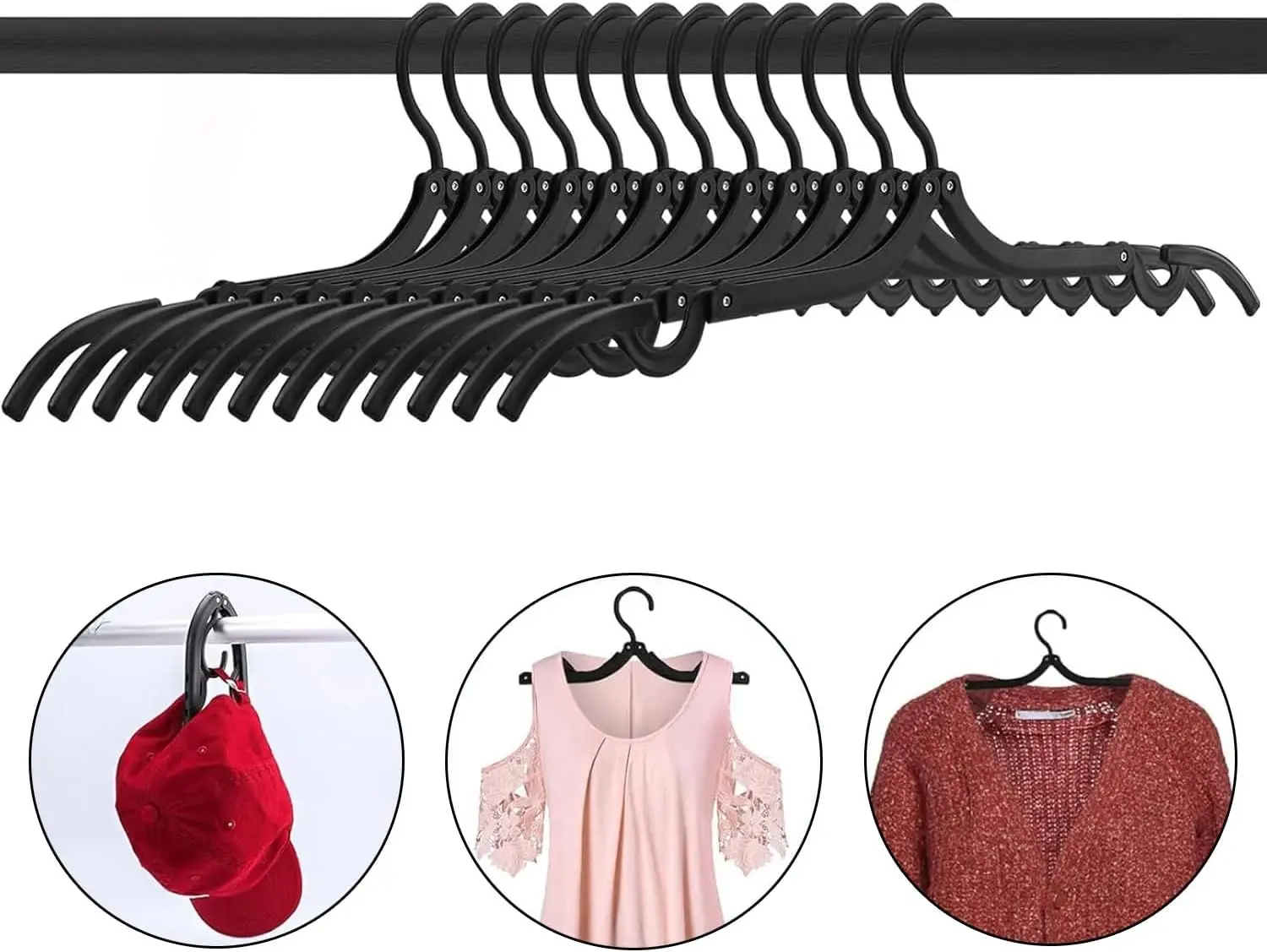 Portable Foldable Multifunctional Clothes Hanger, 10pcs Anti-slip Design, Collapsible Clothes Hanger for Home, Clothes Organizer, Space Saving Hanger, Folding Hangers, Hanger Accessories