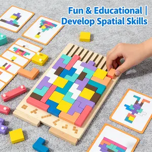 Wooden Stacking Puzzle Toy 1 Set Educational Stacking Game Blocks Montessori Children's Puzzles Gift Fun Develop Spatial Skills