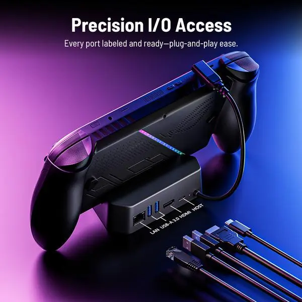 5in1 Charging Dock For ROG Xbox Ally,ROG Xbox Ally X 2025,Supports 100W PD 4K@144Hz,With LAN Port Hdmi Turbo