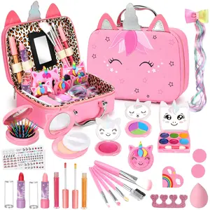Washable Makeup Toy, 1 Set Girls Makeup Kit for Children, Simulation Makeup Toy with Storage Bag, Pretend Play Toy, Birthday Gift, Kids Vanity