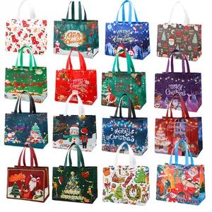 Christmas Gift Bag - Multi-Purpose Non-Woven Tote Bag with Handles for Gift Wrapping Shopping & Party Supplies - Festive Designs Easter Large Party Gift Bundle Happy