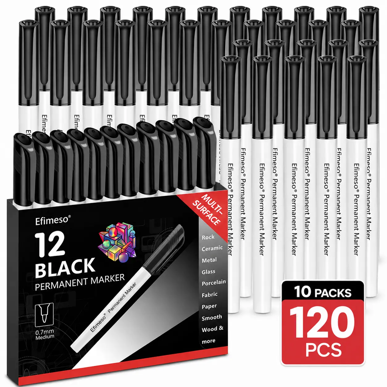 Fine Point Permanent Markers 12-Pack Black ️ Back-to-School Essential — Quick-Dry, Smudge-Free, Water & Fade Resistant | Writes on Notebooks, Binders, Water Bottles, Lockers & Any Surface