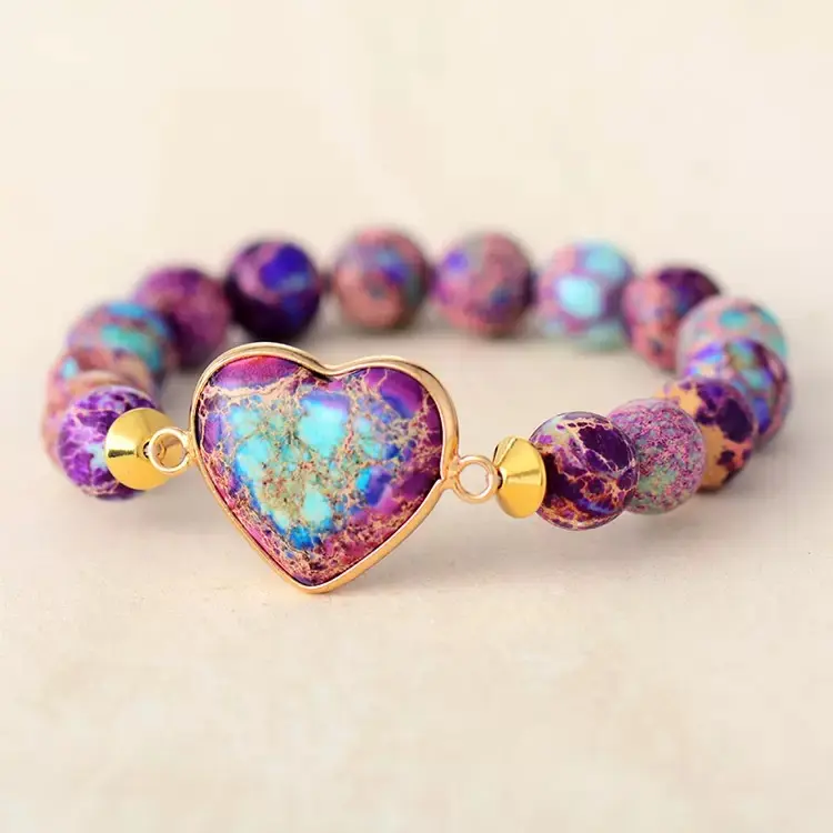 Women's Soft Handwoven Heart Bracelet - 6.2-11.8inch Adjustable Strap Bracelet with Natural Peach Heart Stone, Exquisite Trendy Daily Fashion Costume Jewelry, Heart Bracelets