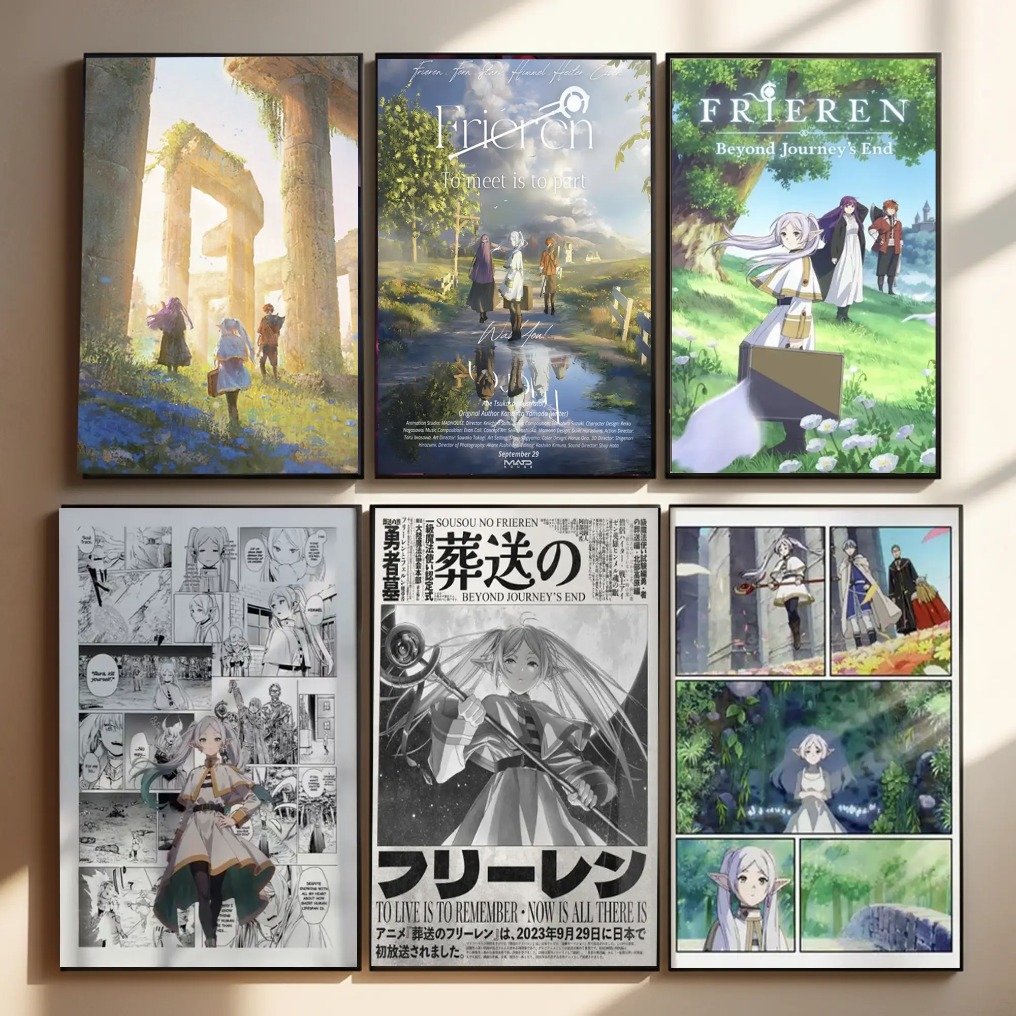 Frieren Beyond Journey's End Anime Poster, Sousou No Frieren Art Print, Vintage Retro Anime Room Decor, Aesthetic Japanese Wall Art For Bedroom, Living Room, Otaku Gift