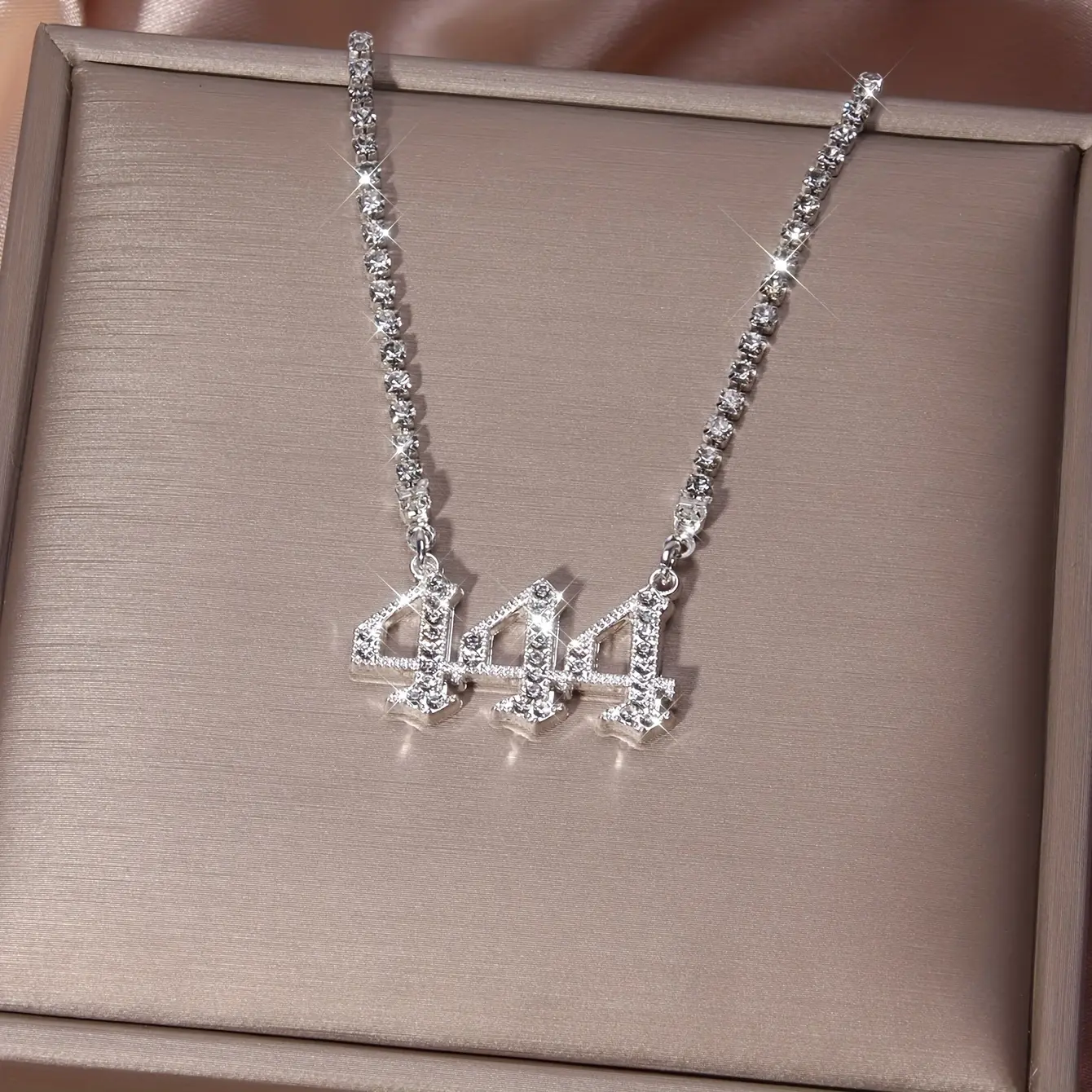 444 Lucky Angel Number Necklace - Exquisitely Adorned with Full Rhinestones for Extra Sparkle, Durable and Long Beautiful Piece of Jewelry Designed Exclusively for Women Horseshoe Buckle Love Bracelet lucky flower design budget  jewelry  win vc necklaces